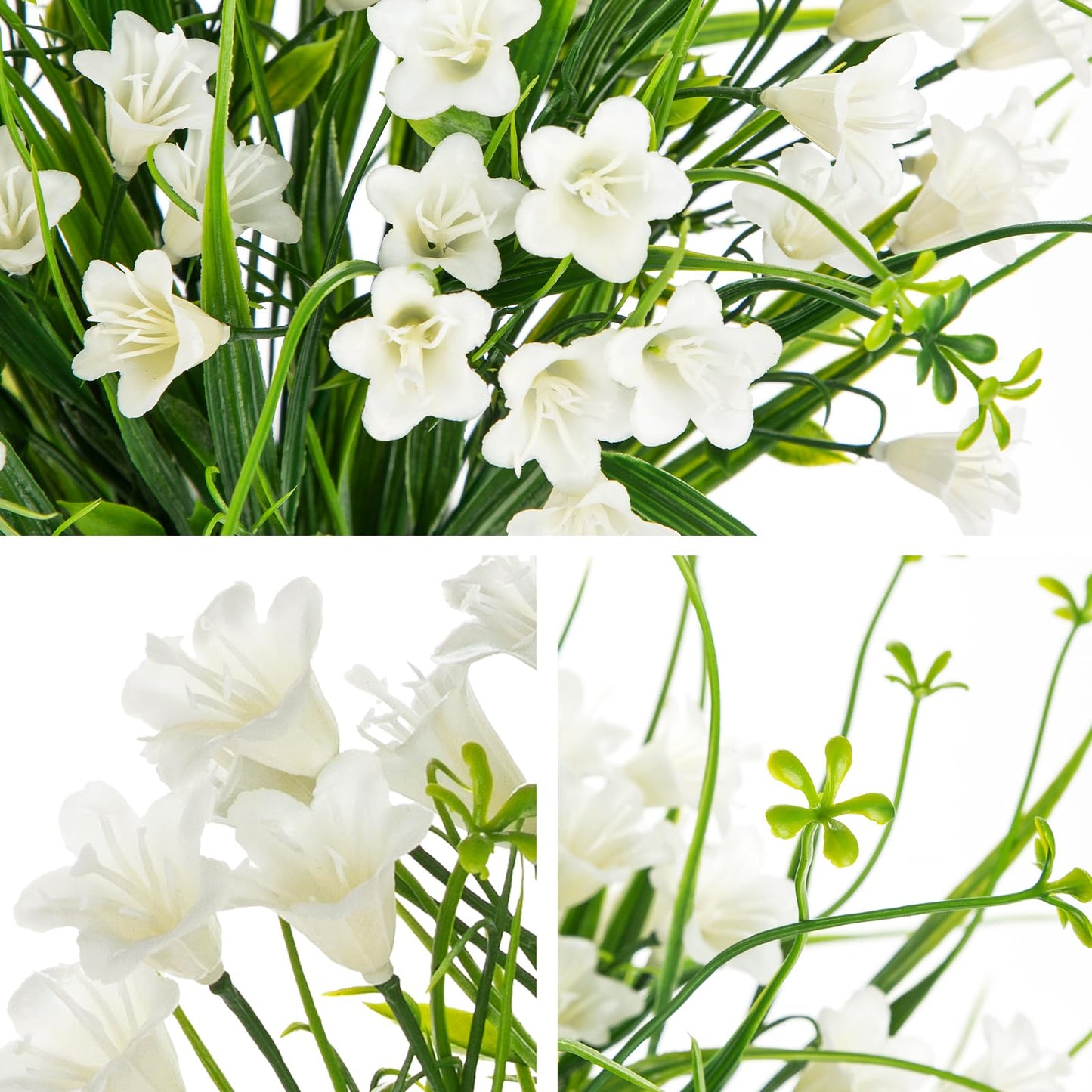 3 Packs Artificial Lily of The Valley, 15'' Faux Bellflowers for Floral Arrangements, Realistic Fake Campanula Flowers for Spring Wedding Bridal Bouquet & Home Office Farmhouse Decor, Cream White