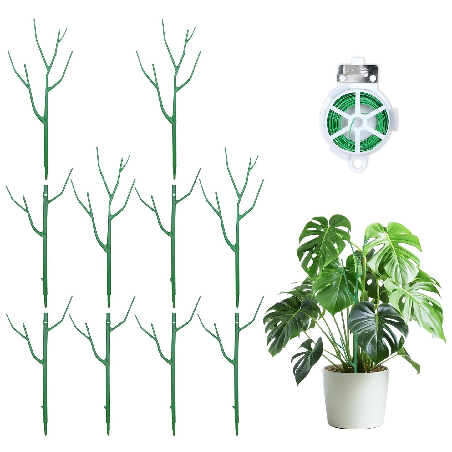 Obralitic 10 Pack Stackable Plant Supports Stakes, Sturdy Garden Trellis for Climbing & Vining Plants, Monstera, Pothos & Philodendron - Reusable Plant Stakes for Indoor & Outdoor Potted Plants