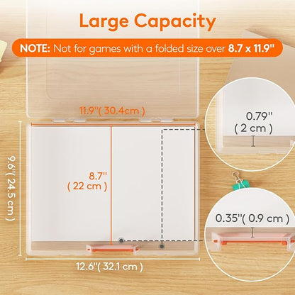 Lifewit 10 Pcs Board Game Storage Boxes, 11.9x8.7'' Paper Container with Secure Latch, Plastic Portable Organizer with Handle & Labels for File,Document,Puzzles, Cards, Art Supplies