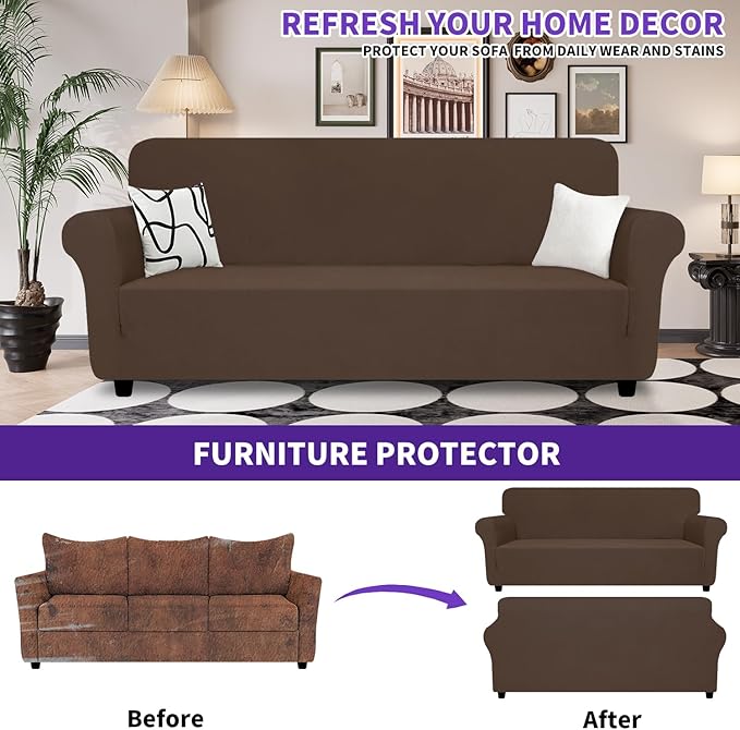 ZNSAYOTX Super Stretch Sofa Cover, New Striped Sofa Covers Fitted Slipcovers