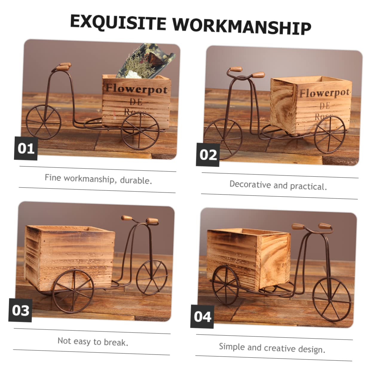 ORFOFE 1set Iron Tricycle Plant Stand for Indoor and Outdoor Use Rustic Style Bike Flower Pot Holder Planter for Home and Garden Decoration