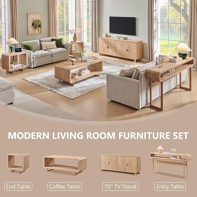 IFGET 70" Fluted Fireplace TV Stand