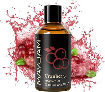 MAYJAM 100ML/3.38FL.OZ Cranberry Fragrance Oils with Glass Dropper, Essential Oils for Diffusers, Long Lasting Scented Oils for Soap Candle Making