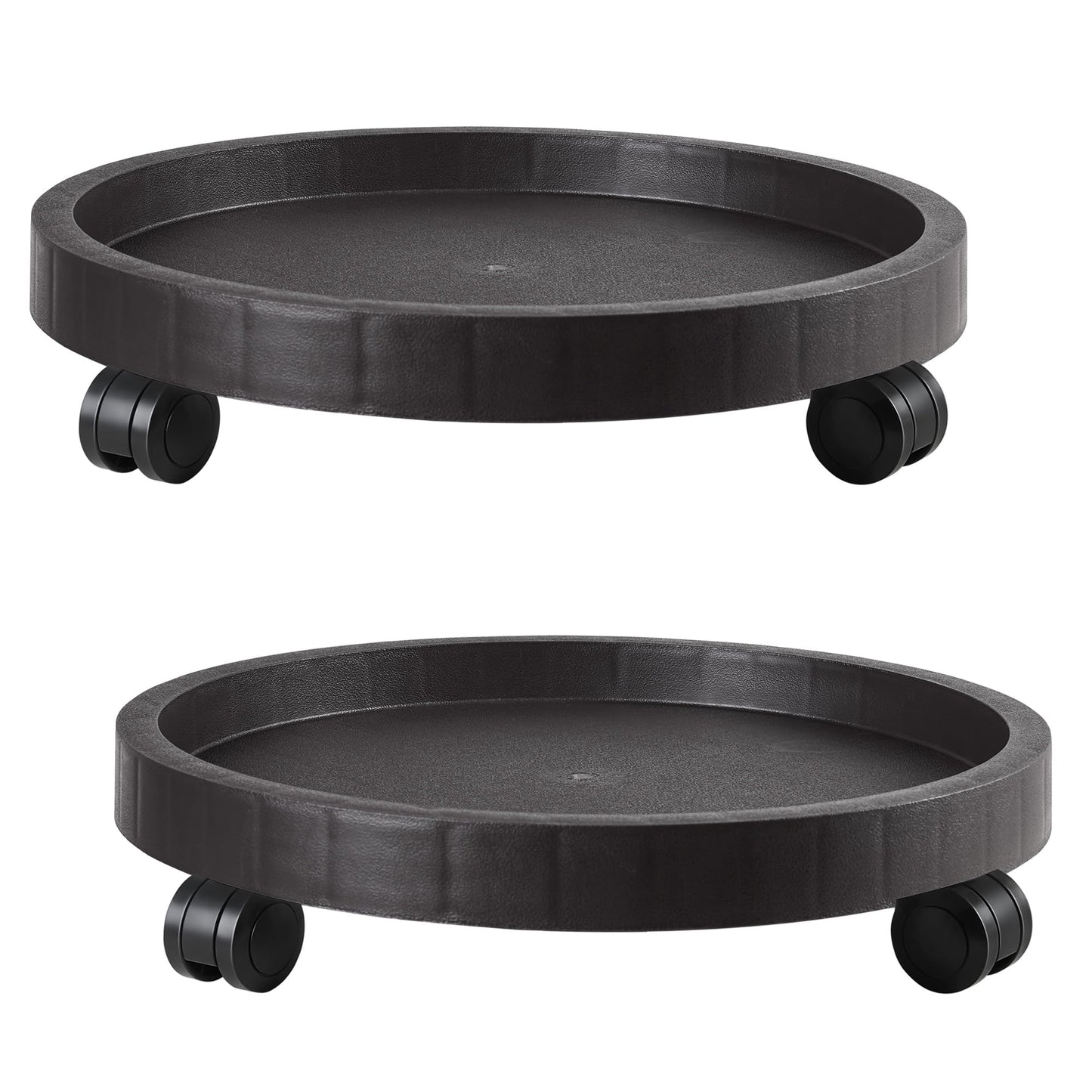 2 Pack of 12.6 Inch Planter Caddies Rolling Saucer Caddy with Wheels, Heavy Duty Wheeled Stand for Potted Plant, Round Coaster Roller Base Tray with Casters, Flower Pot Dolly Holder for Indoor Outdoor