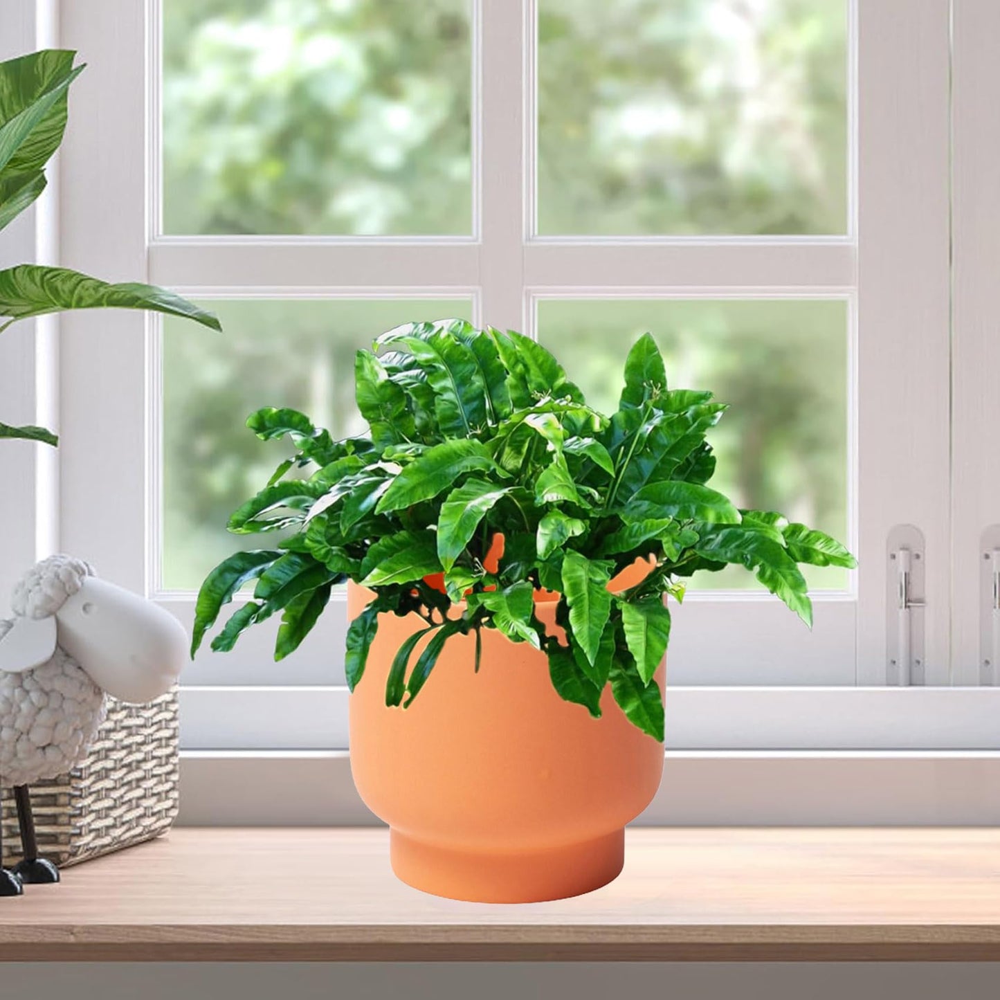 LB Orange Ceramic Planters for Indoor Plants, Succulent Plant Pots Ceramic Flower Pots, Modern Plant Pot for Living Room Office Home Decor, Round Flower Pot of 4.3 Inch(Plant Not Included)