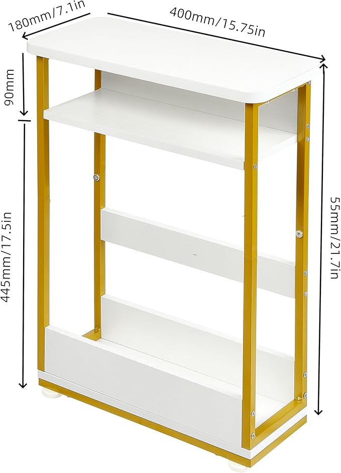 Narrow Side Table, 3-Tier Slim End Table