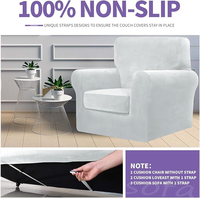 ZNSAYOTX Oversized Velvet Couch Cover 4 Piece Stretch Sofa Covers