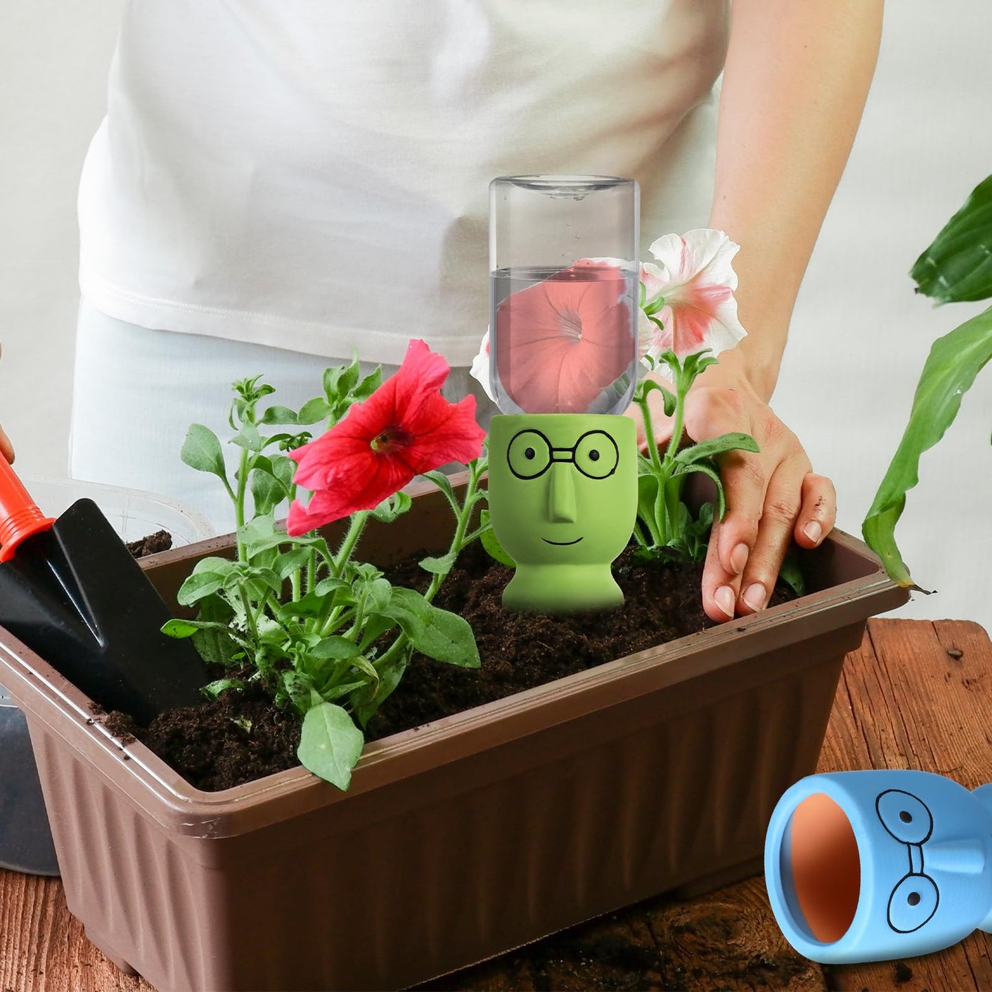 Cinnvoice 4 Sets Terracotta Watering Spike Plant Self Watering Devices with 12 oz Plastic Wine Bottles for Vacation Slow Release Irrigation System Plant Easy Waterer Device for Garden Accessories
