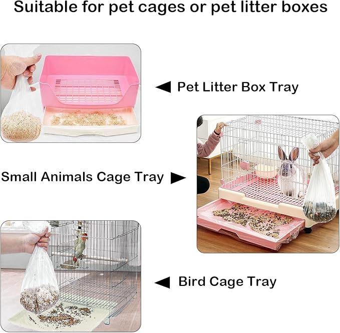 Small Animal Cage Liners Disposable, 50 PCS Large Rabbit Cage Tray Liner Pet Litter Pan Bags Plastic Film Cover for Guinea Pig Bunny Bird Chinchilla Hedgehog (Small)