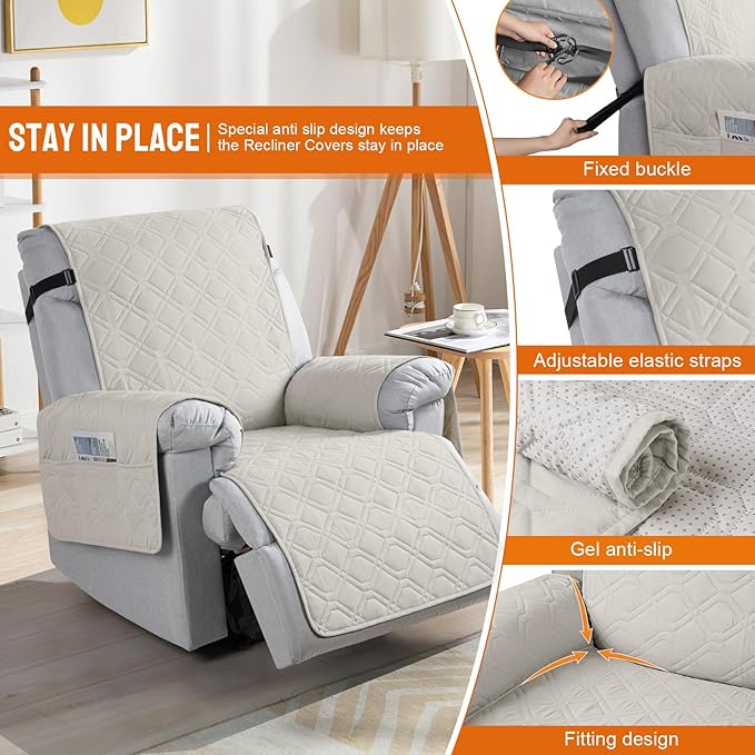 VANSOFY 100% Waterproof Recliner Chair Covers, Recliner Cover Non-Slip Dog
