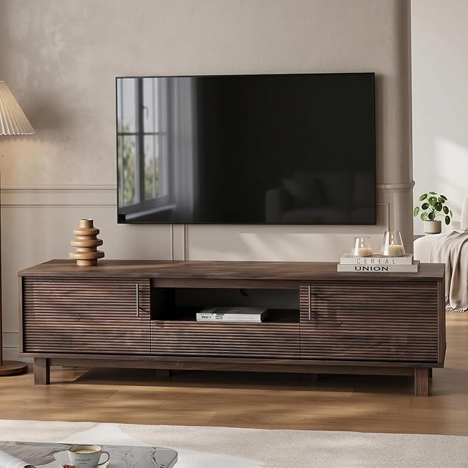 Marsail Mid Century Modern TV Stand up to 65 Inches, Fluted Entertainment Center