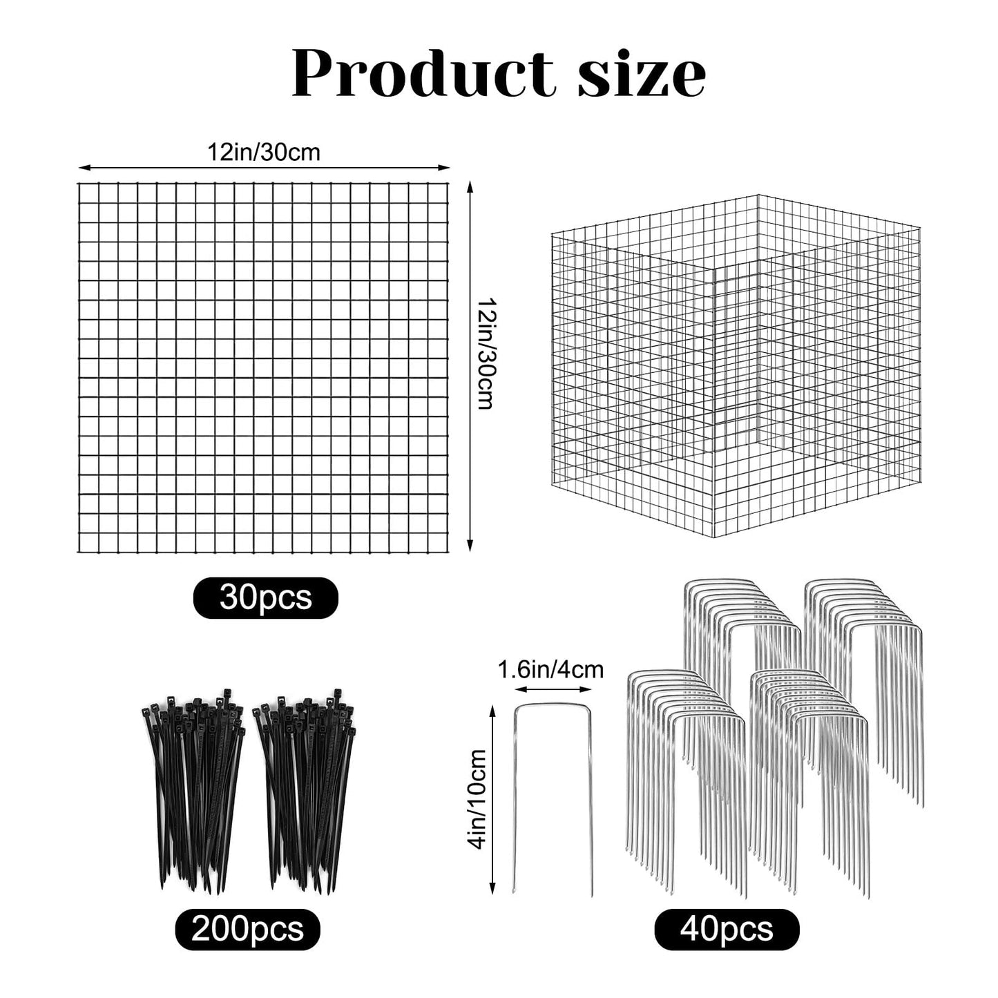 10 Pack Plant Protector from Animals, 12'' x 12'' Square Metal Plant Cages Wire Plant Protectors 40pcs Metal Mesh to Keep Animals Out, Garden Protection Bunny Barricades for Garden Flowers Vegetables
