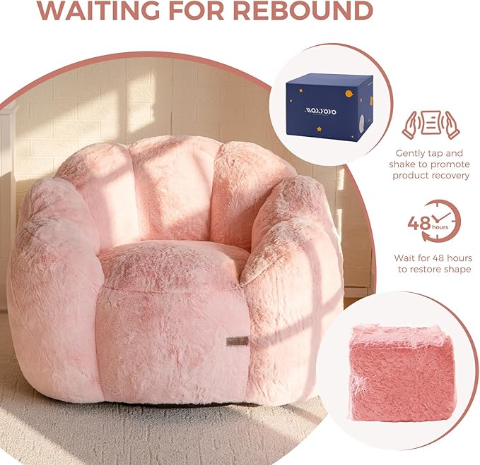 MAXYOYO Bean Bag Chair for Adults, Floral Shaped Bean Bag Sofa, Ultra Soft Faux