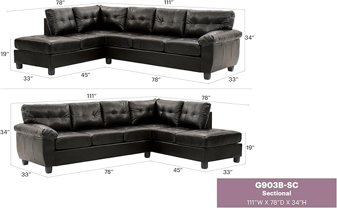 Eco-Friendly Black Sectional Couch