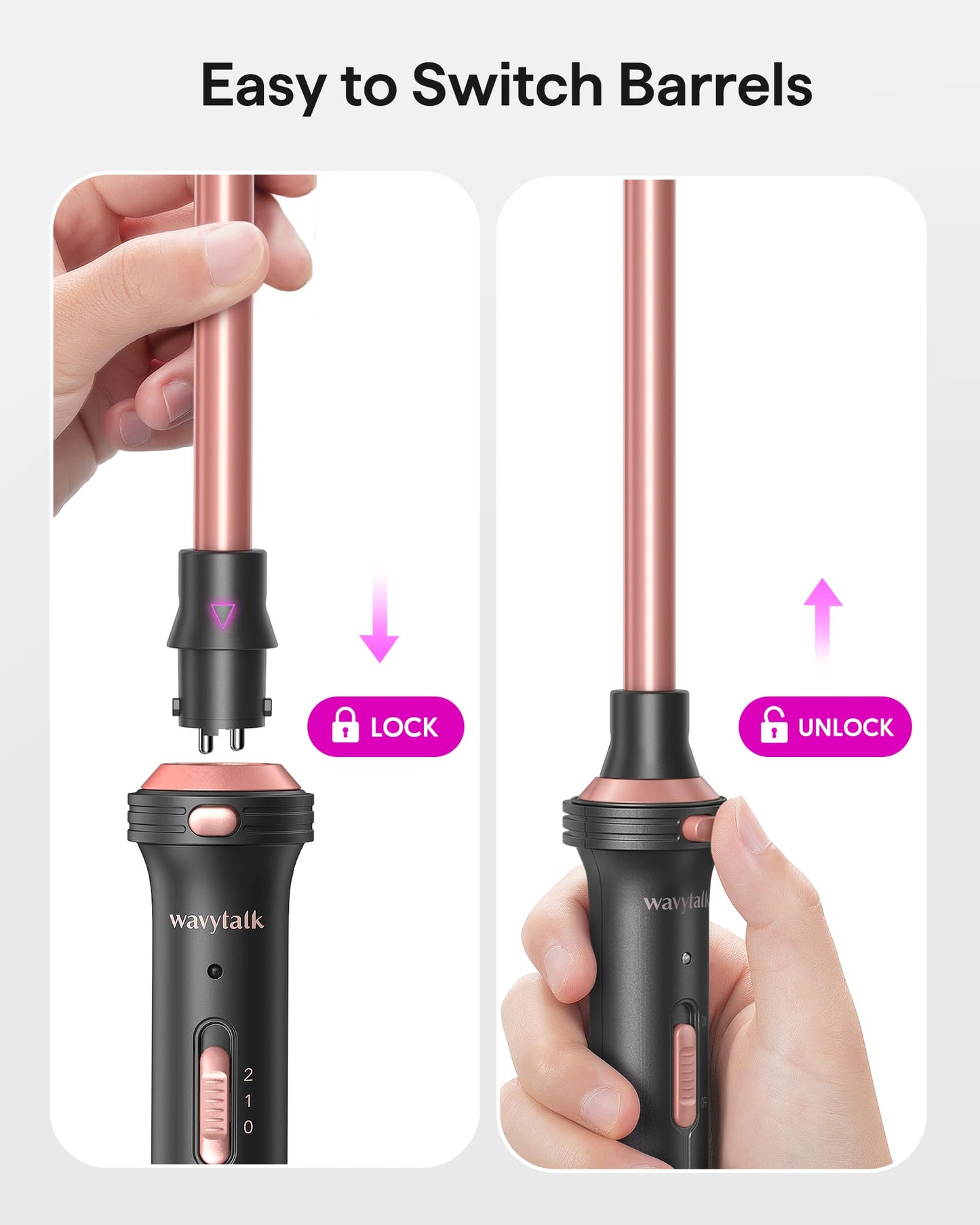 Wavytalk 5 in 1 Curling Iron,Curling Iron Set with Heated Round Brush and 4 Interchangeable Ceramic Curling Wand(0.5”-1.25"), Instant Heat Up,Dual Voltage Hair Curler