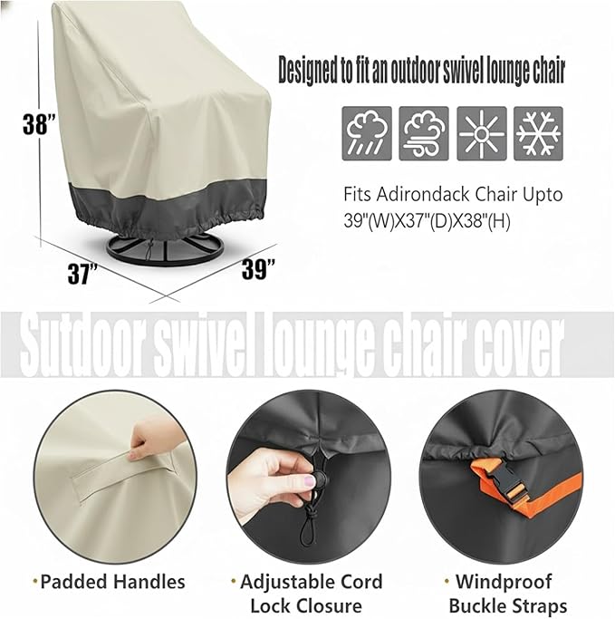 2 Pack Heavy Duty Patio Chair Covers