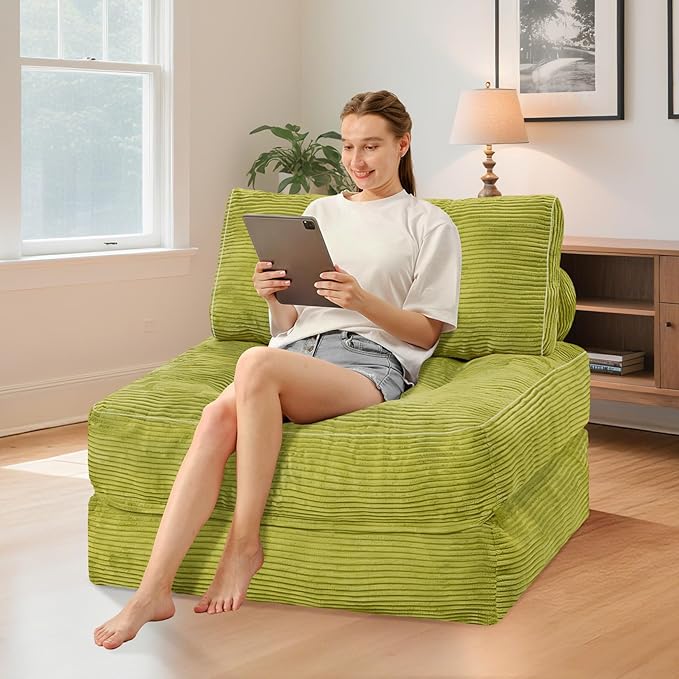 HABUTWAY Folding Sofa Bed, Convertible Sleeper Chair Bed w/Dual-Pillow & Handle