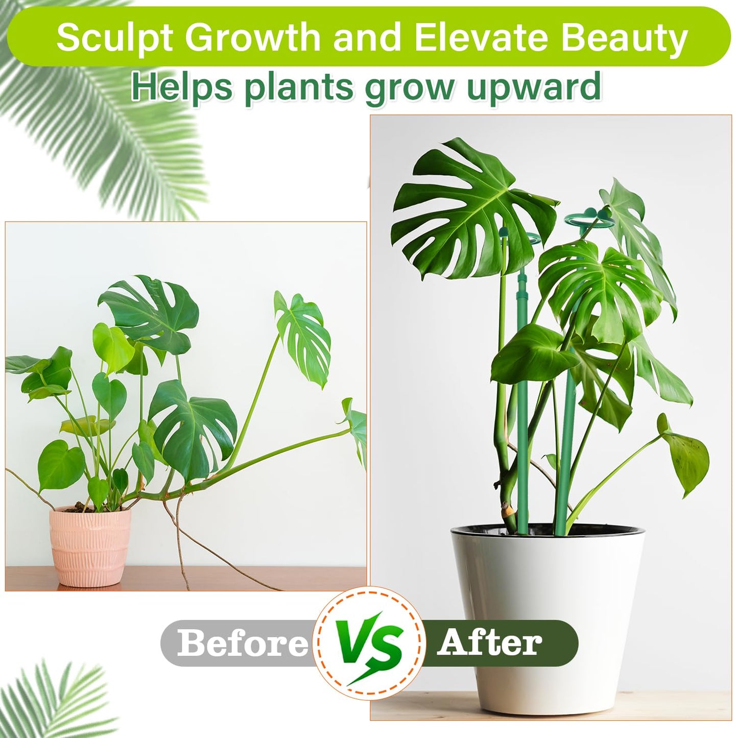 Extendable Plant Stakes,Adjustable Length from 17.9IN to 42.3IN Monstera Support Stakes with Clips,Sturdy Plant Stakes for Indoor Outdoor,Garden Sticks for Tomato,Orchid,Climbing Plants- 5Pack