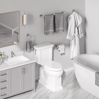 USHOWER Brushed Nickel Bathroom Hardware Set, Modern 24-Inch Towel Bar Set Wall Mounted, Durable SUS304 Stainless Steel Bathroom Accessories Set, 4-Piece