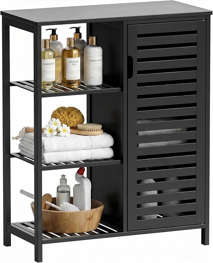 HITNET Bathoom Storage Cabinet, Bamboo Floor Cabinet