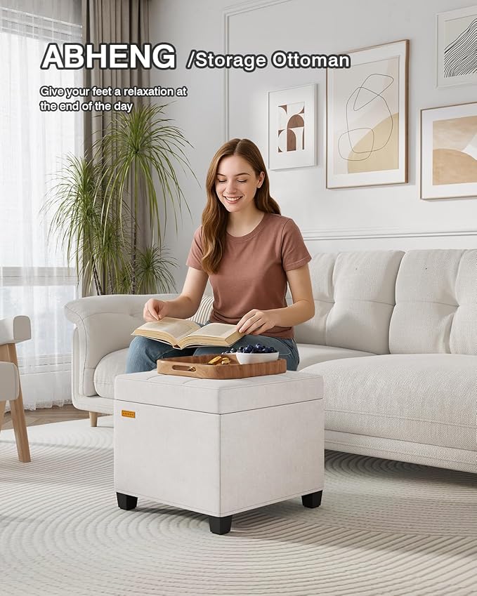 ABHENG Chenille Cover Steel Frame Ottoman