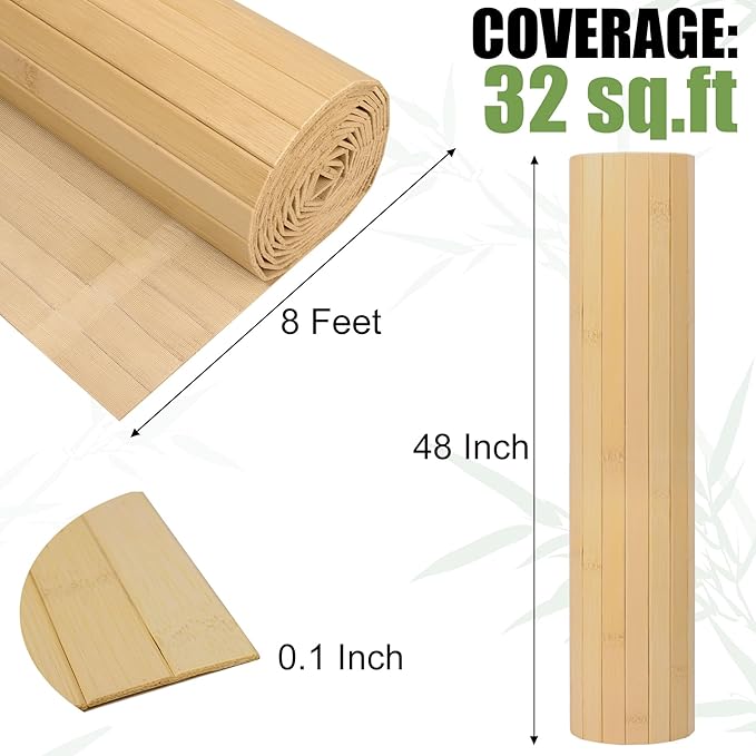 Bamboo Wall Panel for Interior Wall Decor, Renewable Pole Wrap Wainscoting Roll