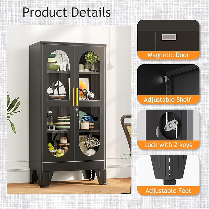 PAOFIN 47" H Locking Display Cabinet