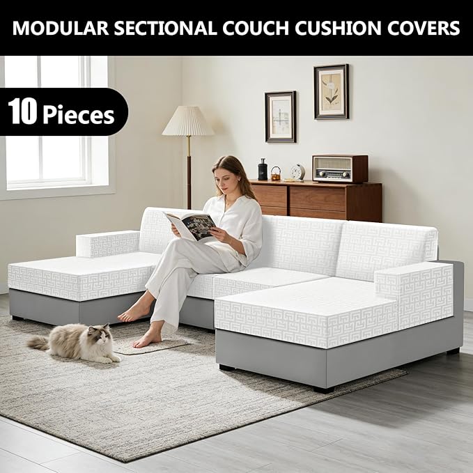 UNBBRRL 10 Pieces Stretch Sofa Cushion Covers