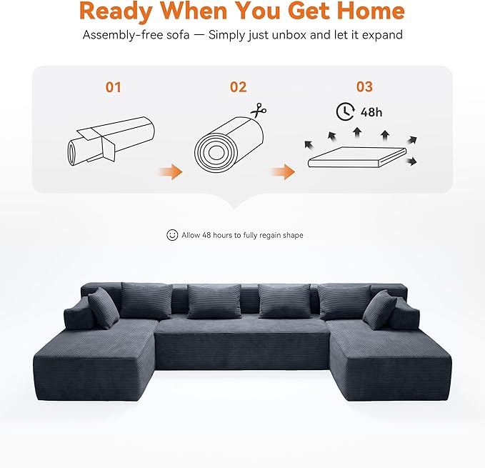MONVANE 141" U Shaped Cloud Sectional Couch