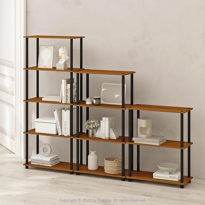 Furinno Turn-N-Tube Book Shelf, 3-Tier Bookshelf, Bookcase