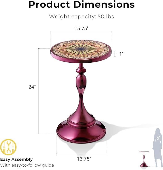 Homes: Inside + Out Halric Modern 24" Tall Round End Table