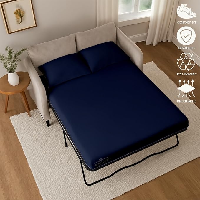 Sleeper Sofa Bed Sheet, 100% Cotton 400 Thread Count, 4 Piece Set, Deep Pocket