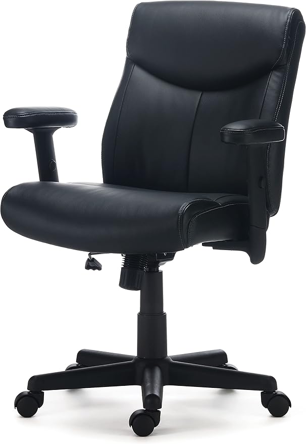 Staples Ergonomic Task Chair, Faux Leather, Adjustable Height