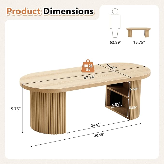 Oval Fluted Coffee Table