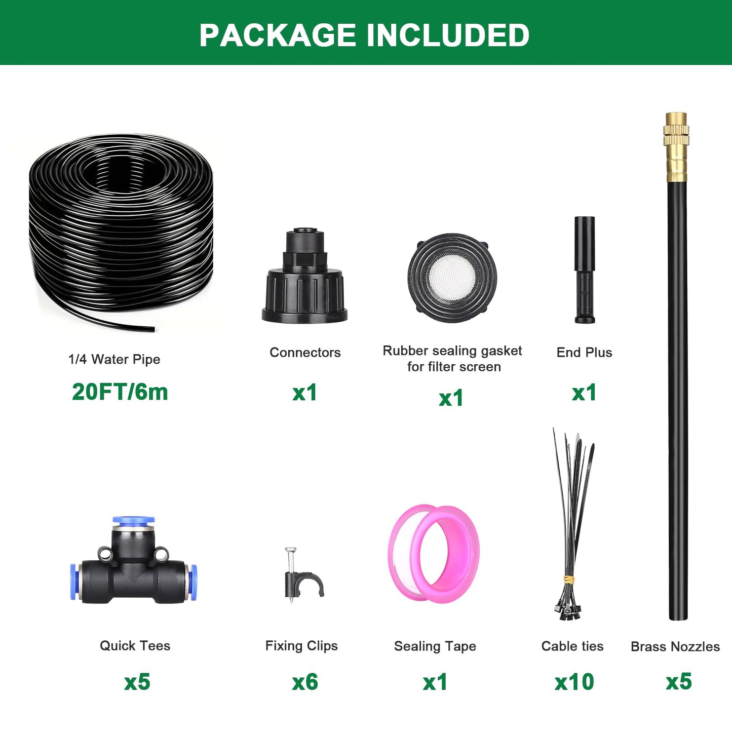 Starrey Drip Irrigation System, 2026-Upgrade 20Ft 1/4" Garden Watering System with 5 Pcs 360° Adjustable Copper Nozzles, DIY Kit for Garden, Lawn, Greenhouse, Raised Beds & Outdoor Plants