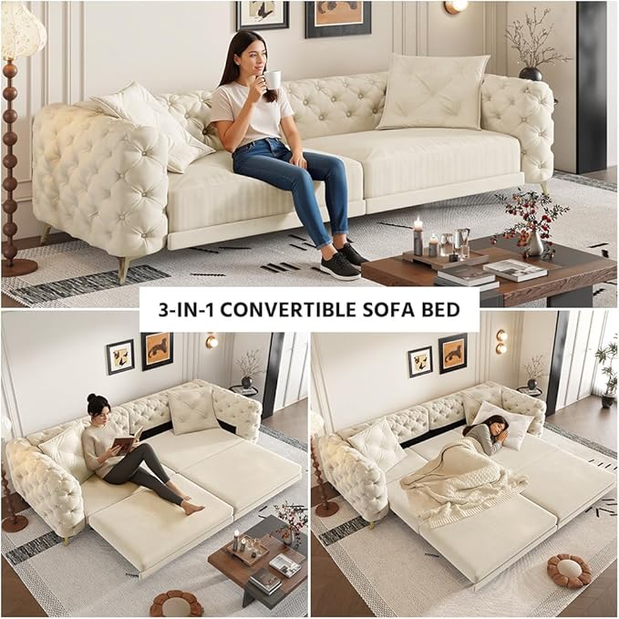 97.7" Convertible Queen Sleeper Sofa