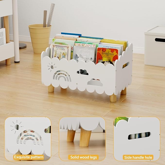 Wood Kids Bookshelf, Montessori Bookshelf,