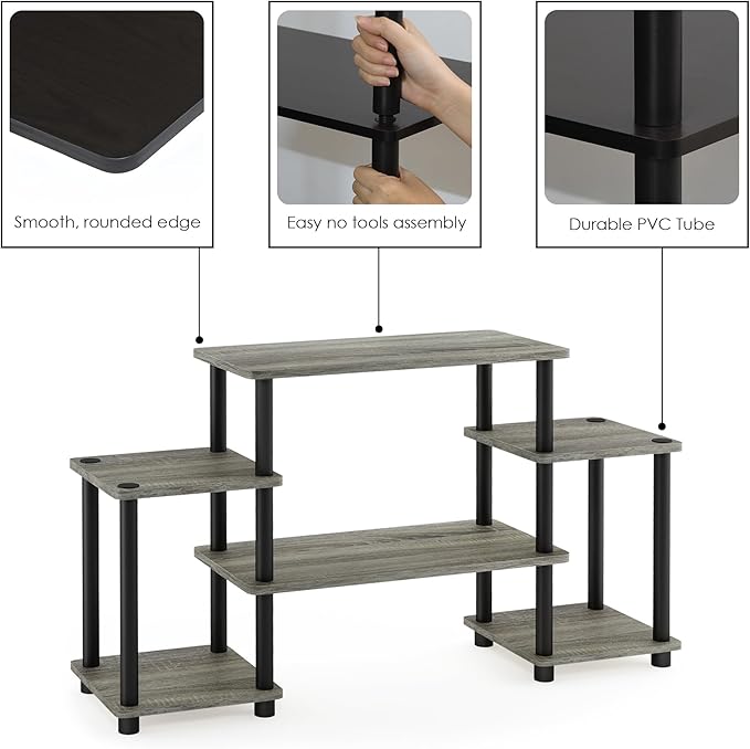 Furinno Turn-N-Tube No Tools Entertainment Center, Round Square Corner
