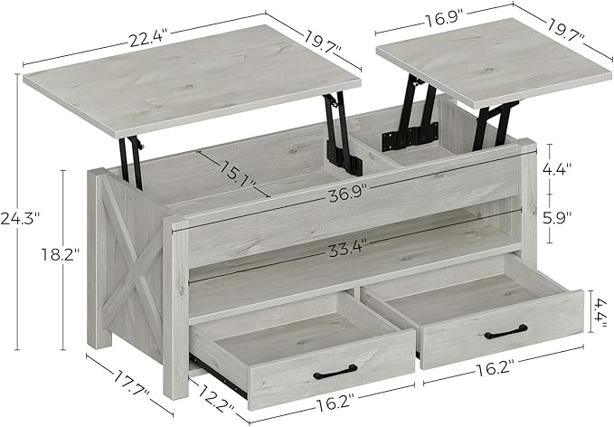 Seventable Coffee Table, 39.3" Lift Top Coffee Table
