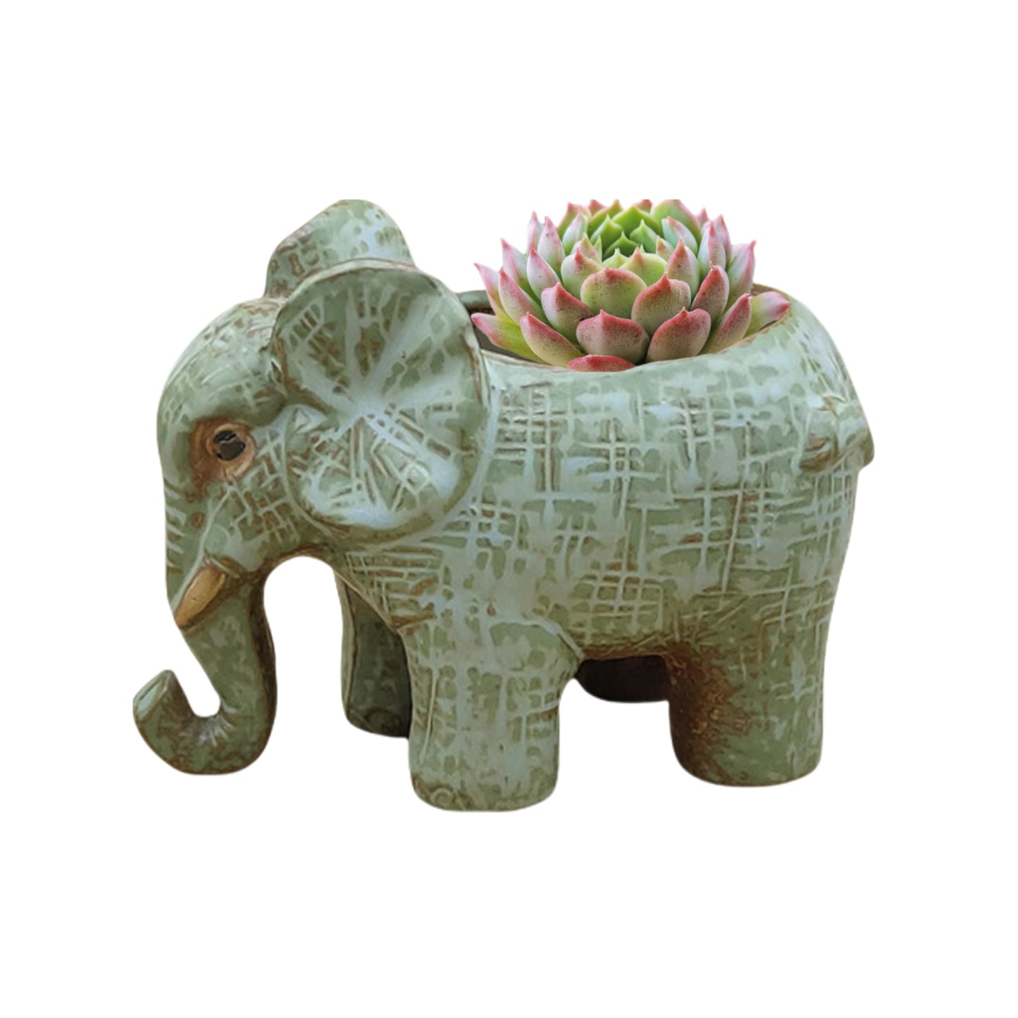 SJBAG Cute Animal Elephant Shaped Ceramic Succulent Cactus Air Plant Flower Pots Planters-Plant Not Included (Small Green)