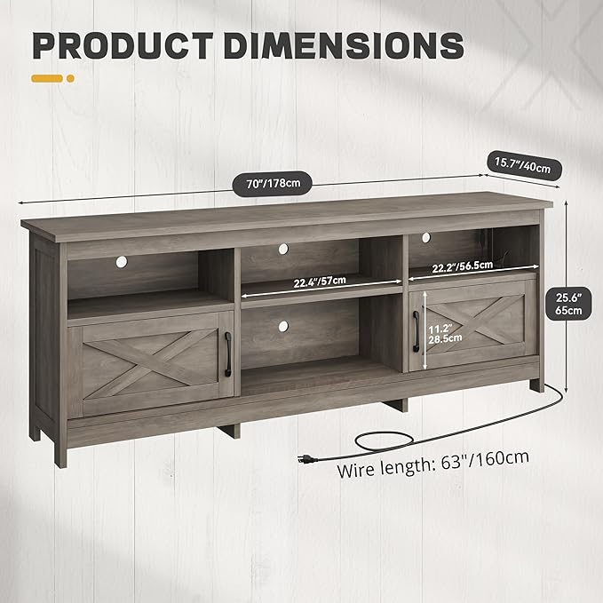 YITAHOME TV Stand for 80/75/70 Inch TVs, Farmhouse Entertainment Center