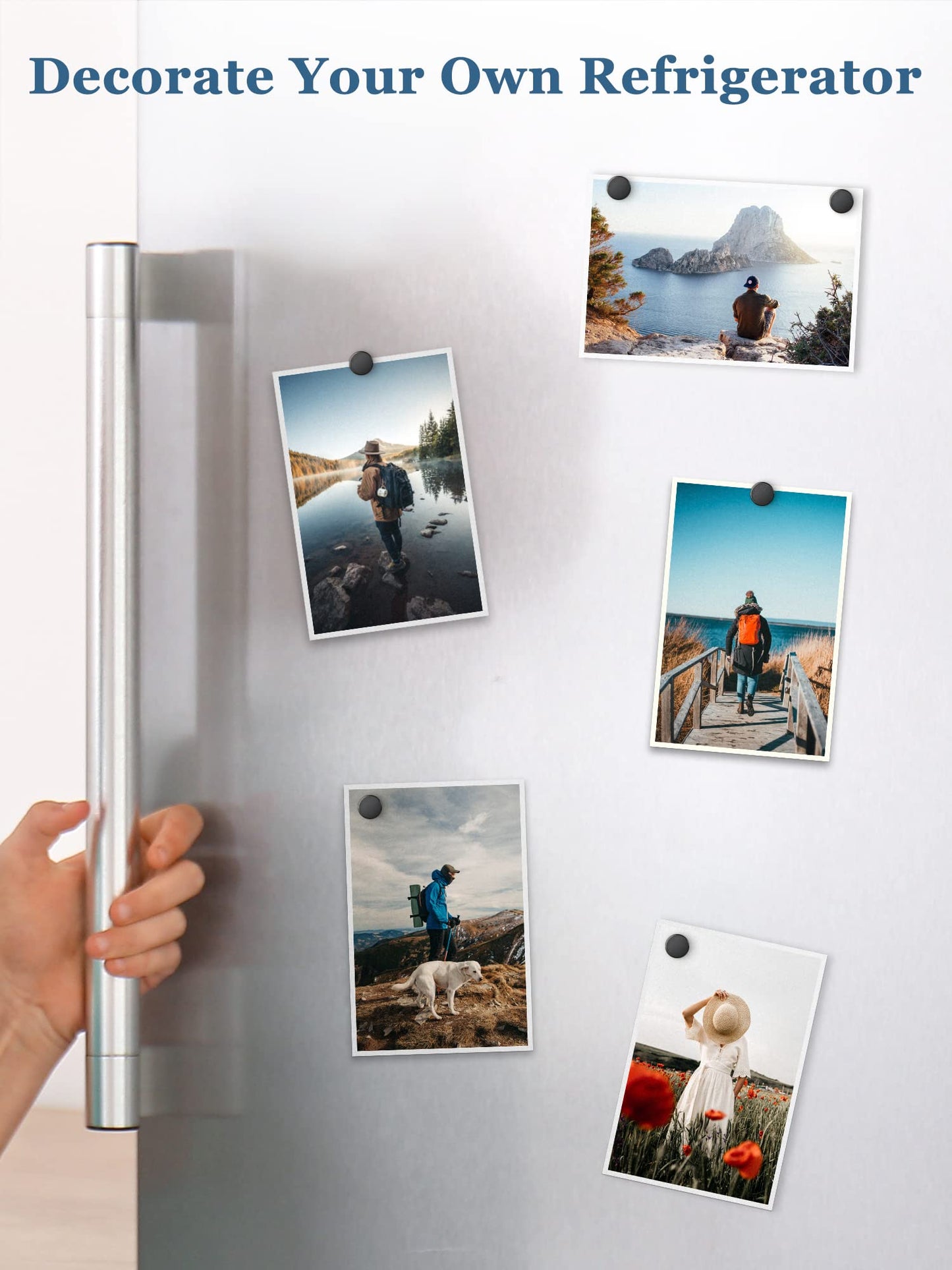 SMARTAKE 45 Pcs Refrigerator Magnets, Small Round Fridge Magnets, Multi-Use Premium Neodymium Office Magnets for Fridge, Whiteboard, Billboard in Home, Kitchen, Office and School (Black)