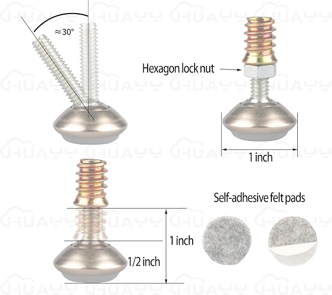 HUAYY Furniture Levelers Swivel Feet, Angle Height Adjustable, Heavy Duty