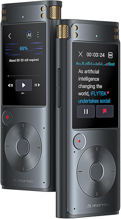 iFLYTEK Offline Voice Recorder with Playback, Secure Digital Recorder with AI Transcription, 5-Language Voice-to-Text, Noise Reduction, AI Voice Recorder for Meetings, Interviews, Learning (Renewed)