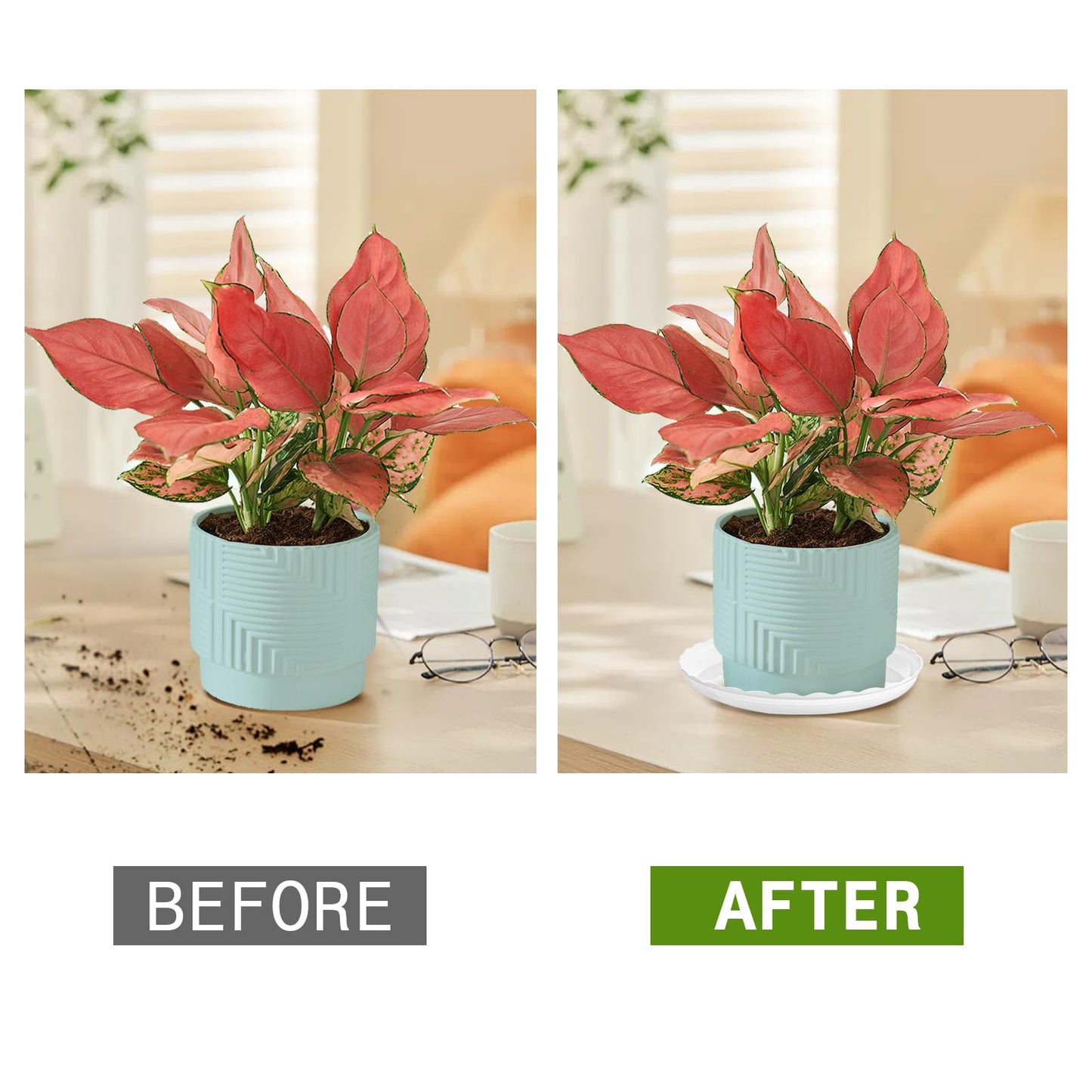 OFiSEXPT 15 Pcs Plastic White Round Wave Plant Saucer,6 Inch/8 Inch/10 Inch,Durable Duty Flower Plant Pot Drip Tray Container for Home Garden Indoor and Out Door Plant