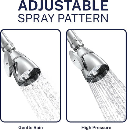 HammerHead Showers® Solid Metal 2 Inch High Pressure Shower Heads - CHROME – 2.5 GPM Shower Heads High Pressure - High Flow Shower Head with ADJUSTABLE SPRAY PATTERN - Fixed Shower Head