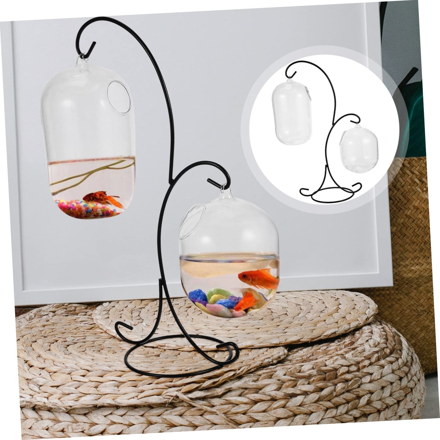BESPORTBLE Creative Glass Hydroponic Plant Vase with Rack Dual-Layer Terrarium Container for Succulents and Fish Decorative Desktop Planter for Home and Office