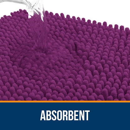 OLANLY Toilet Rugs U-Shaped 24x24, Extra Soft Absorbent Chenille Contour Bathroom Rugs for Toilet, Dry Quickly, Machine Washable, Non-Slip Bath Mat, Purple