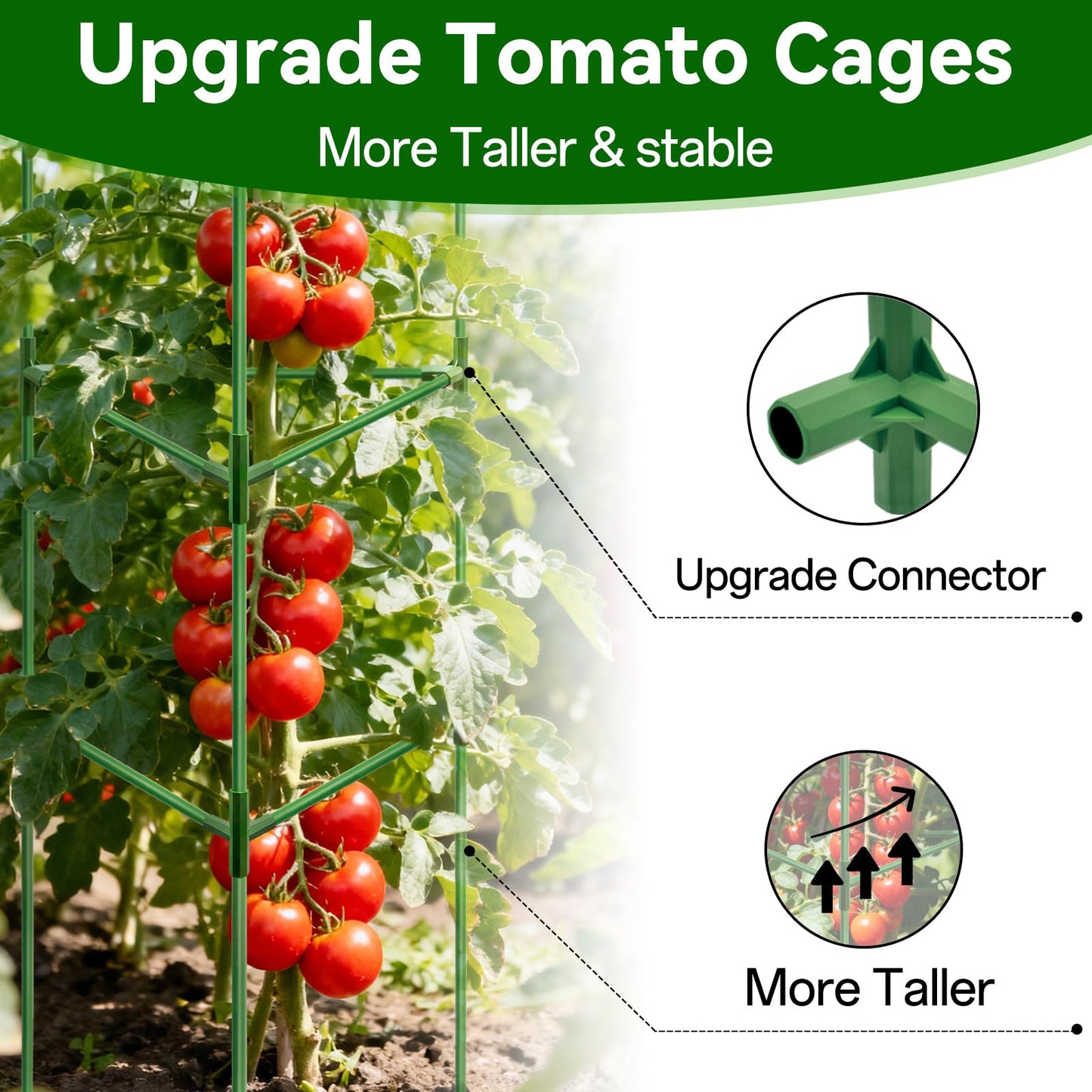 Halatool 72 Inch Tall Tomato Cages Heavy Duty, 4 Pack Metal Adjustable Plant Support Stakes for Pots, Large Trellis for Garden Climbing Vegetables Cucumbers Flowers Fruits