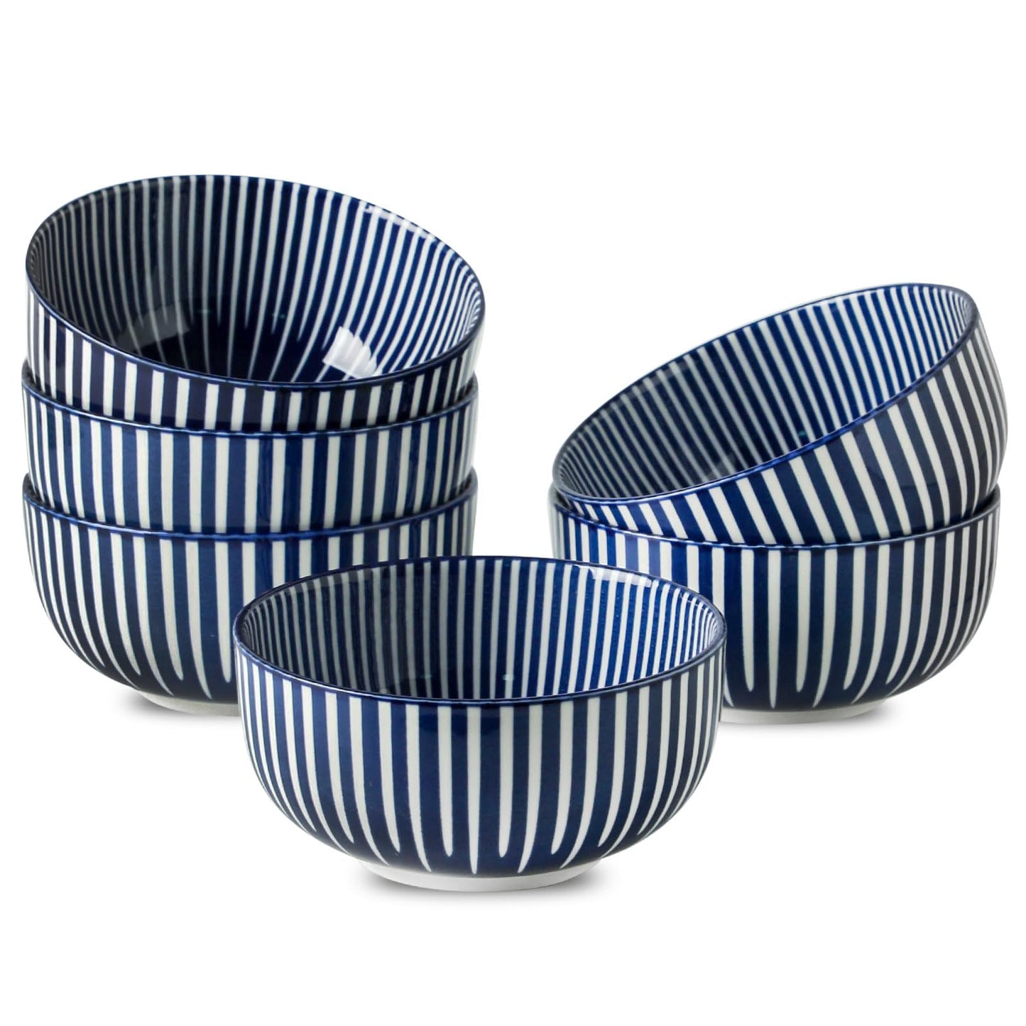 JINGUS Ceramic Soup Bowls, 28 Ounces Cereal Bowls for Oatmeal, Dessert and Pasta, Japanese Style Large Rice Bowls Set of 6, Prefect for Kitchen,Gift, Dishwasher & Microwave Safe, Vintage Blue